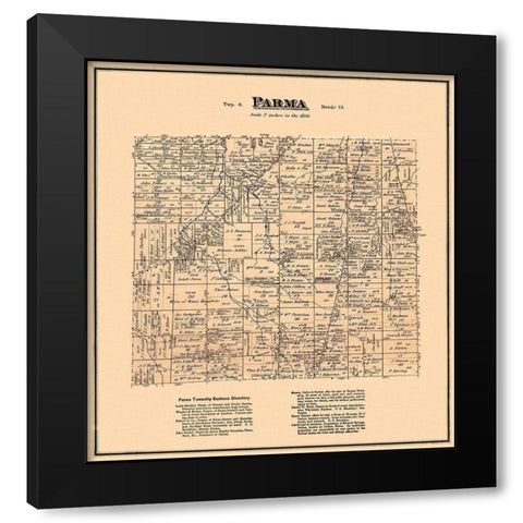 Parma Ohio Landowner - Titus 1876 Black Modern Wood Framed Art Print with Double Matting by Titus