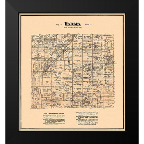 Parma Ohio Landowner - Titus 1876 Black Modern Wood Framed Art Print by Titus