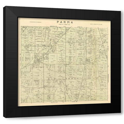 Parma Ohio Landowner - Stranahan 1903 Black Modern Wood Framed Art Print with Double Matting by Stranahan