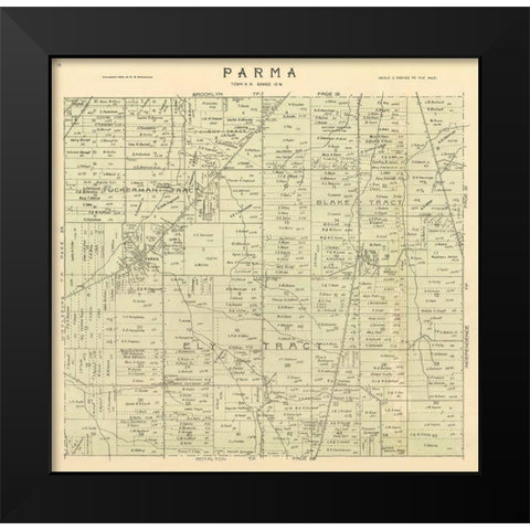 Parma Ohio Landowner - Stranahan 1903 Black Modern Wood Framed Art Print by Stranahan