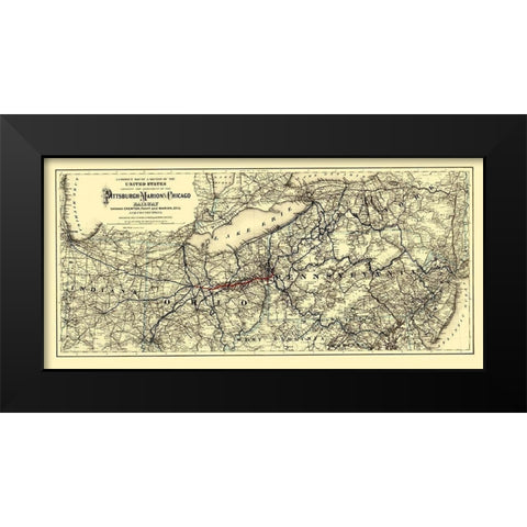 Pittsburgh, Marion and Chicago Railway 1887 Black Modern Wood Framed Art Print by Colton