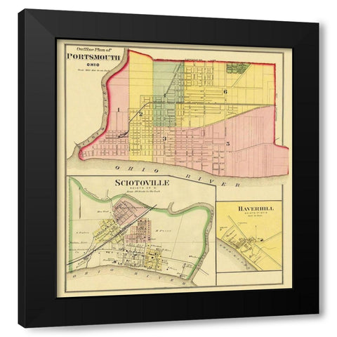 Portsmouth, Sciotoville Ohio Landowner - Hayes Black Modern Wood Framed Art Print by Hayes