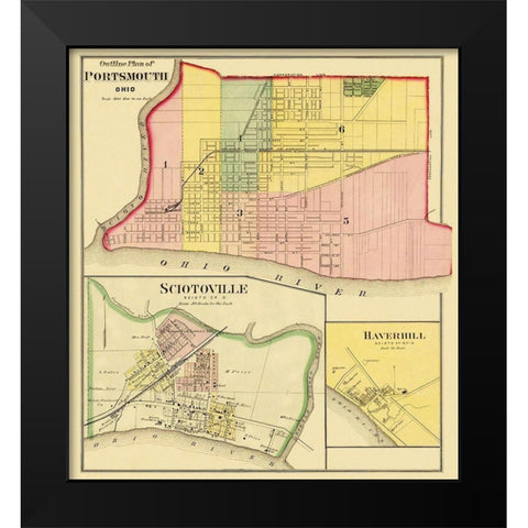 Portsmouth, Sciotoville Ohio Landowner - Hayes Black Modern Wood Framed Art Print by Hayes
