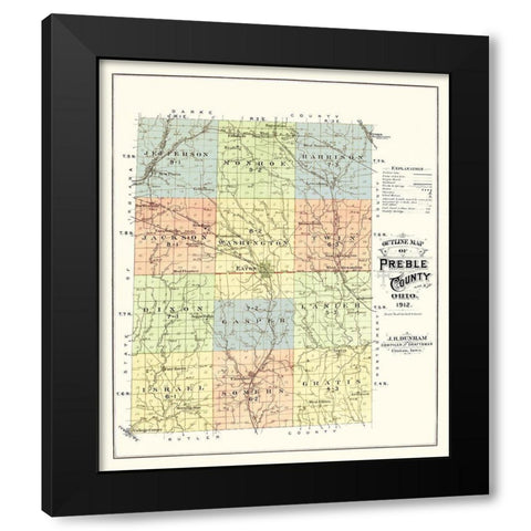 Preble Ohio - Dunham 1912 Black Modern Wood Framed Art Print with Double Matting by Dunham