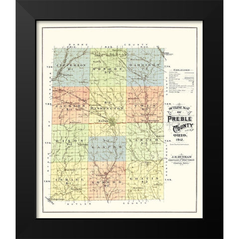 Preble Ohio - Dunham 1912 Black Modern Wood Framed Art Print by Dunham