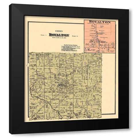 Royalton Ohio Landowner - Titus 1876 Black Modern Wood Framed Art Print with Double Matting by Titus