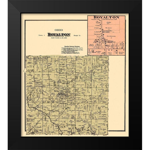 Royalton Ohio Landowner - Titus 1876 Black Modern Wood Framed Art Print by Titus