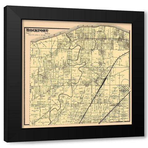 Rockport Ohio Landowner - Titus 1876 Black Modern Wood Framed Art Print with Double Matting by Titus
