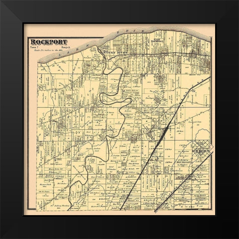 Rockport Ohio Landowner - Titus 1876 Black Modern Wood Framed Art Print by Titus
