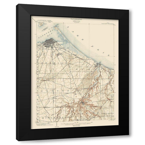 Sandusky Ohio Quad - USGS 1904 Black Modern Wood Framed Art Print by USGS