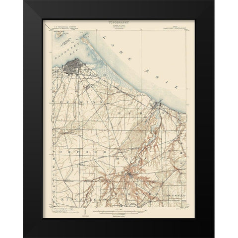 Sandusky Ohio Quad - USGS 1904 Black Modern Wood Framed Art Print by USGS