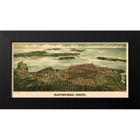 Sandusky Ohio - Alvord 1898 Black Modern Wood Framed Art Print by Alvord