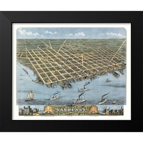 Sandusky Ohio -Stoner 1870 Black Modern Wood Framed Art Print by Stoner