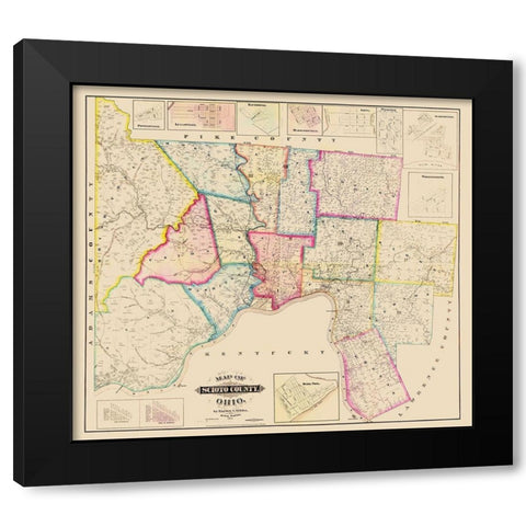 Scioto Ohio - Barton 1875 Black Modern Wood Framed Art Print with Double Matting by Barton