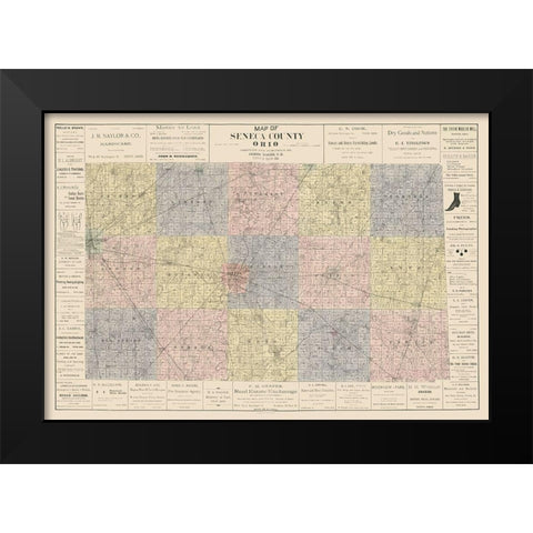 Seneca County Ohio - Woods 1896 Black Modern Wood Framed Art Print by Woods