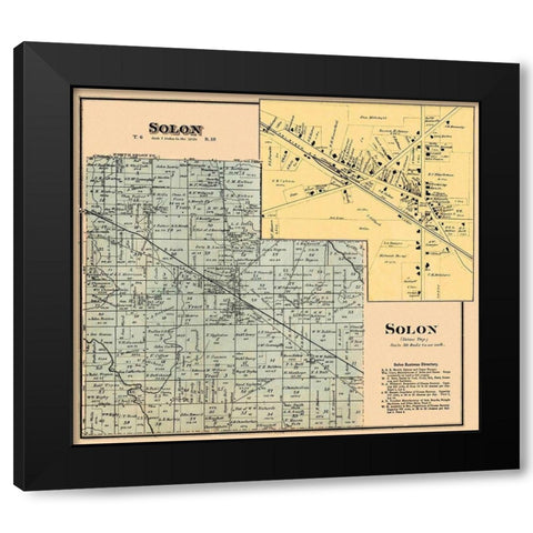 Solon Ohio Landowner - Titus 1876 Black Modern Wood Framed Art Print with Double Matting by Titus