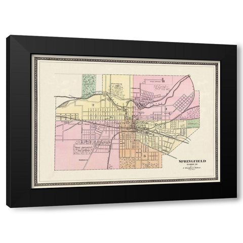 Springfield Ohio - Moler 1872 Black Modern Wood Framed Art Print with Double Matting by Moler