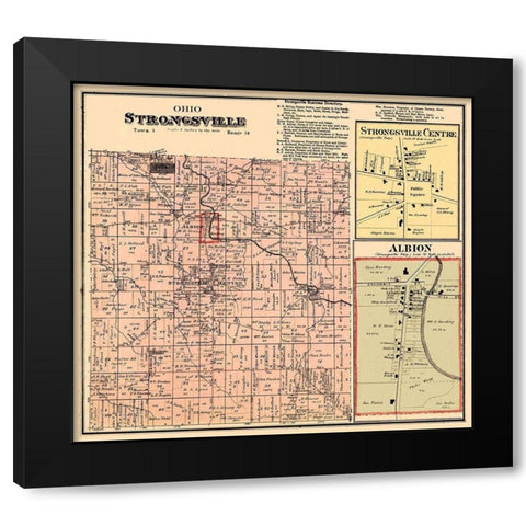 Strongsville Ohio Landowner - Titus 1876 Black Modern Wood Framed Art Print with Double Matting by Titus