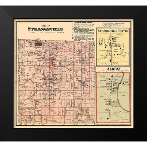 Strongsville Ohio Landowner - Titus 1876 Black Modern Wood Framed Art Print by Titus