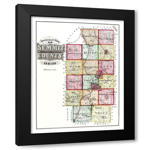 Summit Ohio - 1874 Black Modern Wood Framed Art Print with Double Matting by Unknown