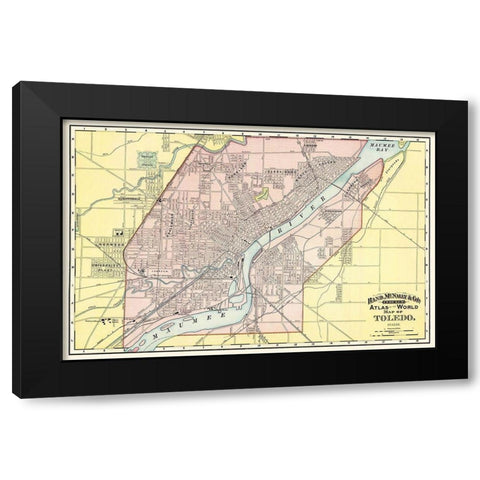 Toledo Ohio - Rand McNally 1897 Black Modern Wood Framed Art Print with Double Matting by Rand McNally