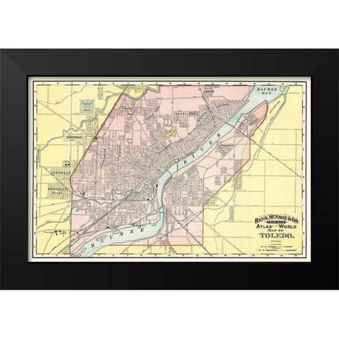Toledo Ohio - Rand McNally 1897 Black Modern Wood Framed Art Print by Rand McNally
