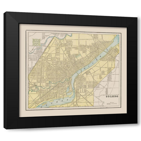 Toledo Ohio - Cram 1892 Black Modern Wood Framed Art Print by Cram