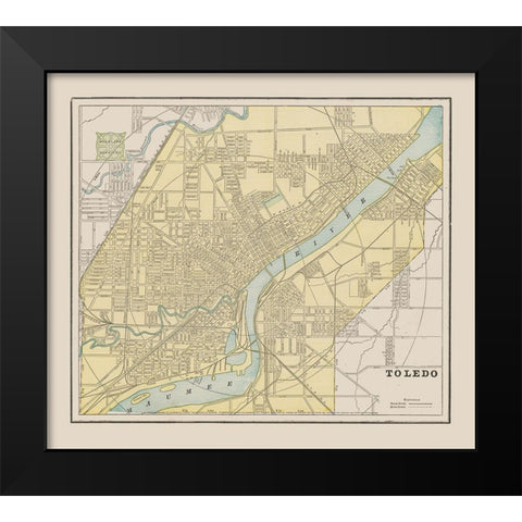 Toledo Ohio - Cram 1892 Black Modern Wood Framed Art Print by Cram