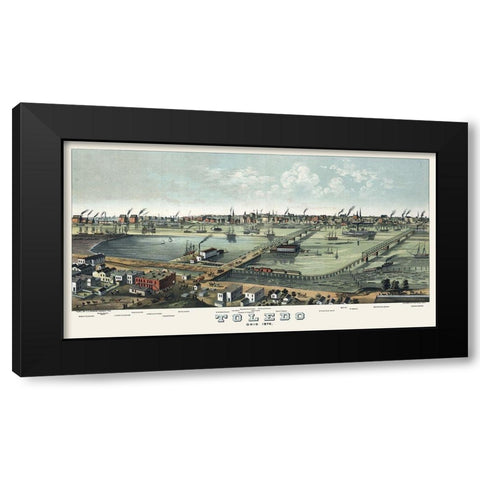 Toledo Ohio - Stoner 1876 Black Modern Wood Framed Art Print with Double Matting by Stoner