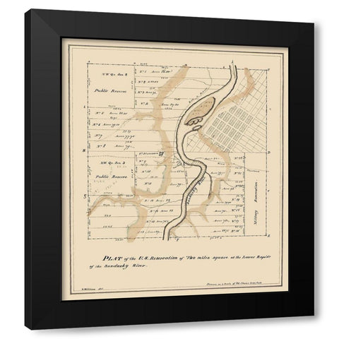 Two Miles Square Ohio - Williams 1817 Black Modern Wood Framed Art Print with Double Matting by Williams