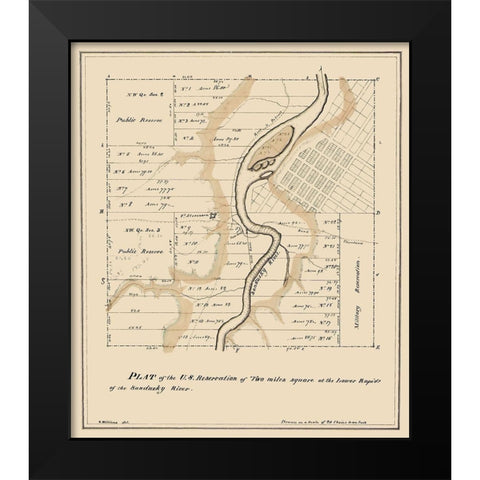 Two Miles Square Ohio - Williams 1817 Black Modern Wood Framed Art Print by Williams