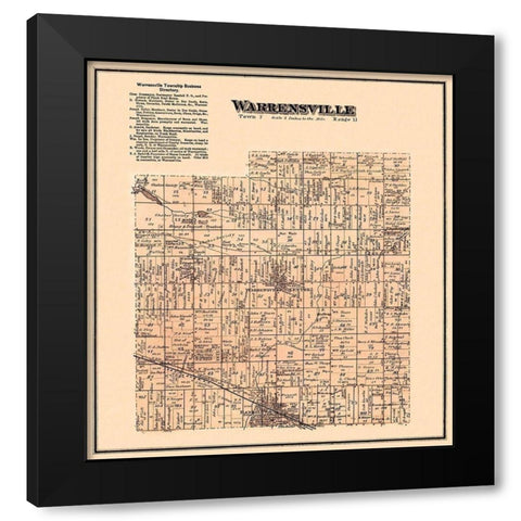 Warrensville Ohio Landowner - Titus 1876 Black Modern Wood Framed Art Print by Titus