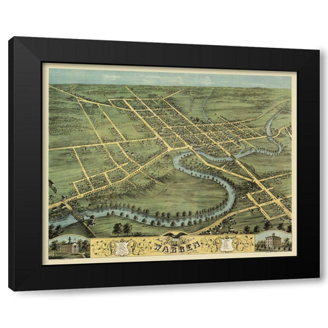 Warren Ohio - Stoner 1870 Black Modern Wood Framed Art Print with Double Matting by Stoner