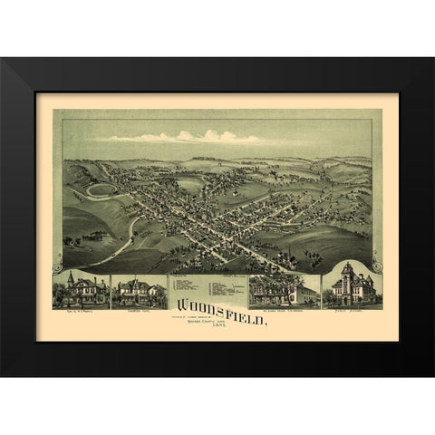 Woodsfield Ohio - Fowler 1899 Black Modern Wood Framed Art Print by Fowler
