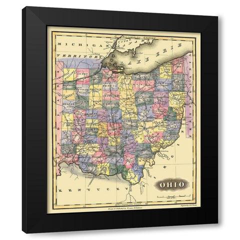 Ohio - Lucas 1823 Black Modern Wood Framed Art Print by Lucas