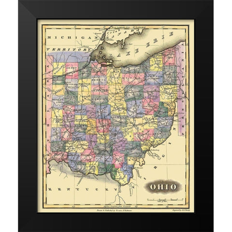Ohio - Lucas 1823 Black Modern Wood Framed Art Print by Lucas
