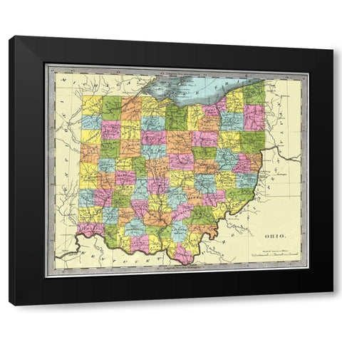 Ohio - Burr 1831 Black Modern Wood Framed Art Print with Double Matting by Burr