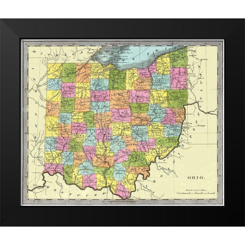 Ohio - Burr 1831 Black Modern Wood Framed Art Print by Burr