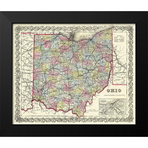 Ohio - Colton 1855 Black Modern Wood Framed Art Print by Colton