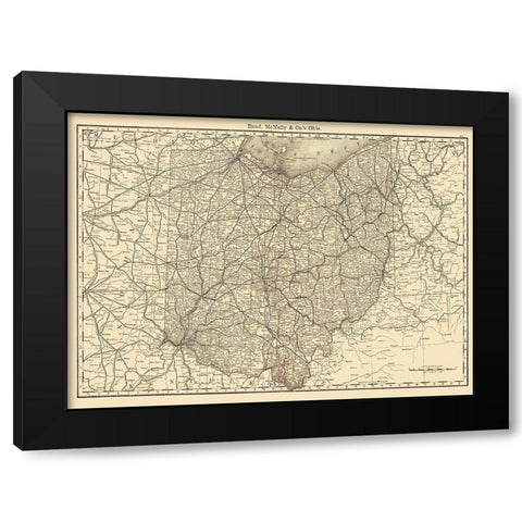 Ohio - Rand McNally 1879 Black Modern Wood Framed Art Print by Rand McNally