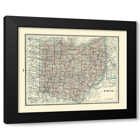 Ohio - Rathbun 1893 Black Modern Wood Framed Art Print with Double Matting by Rathbun
