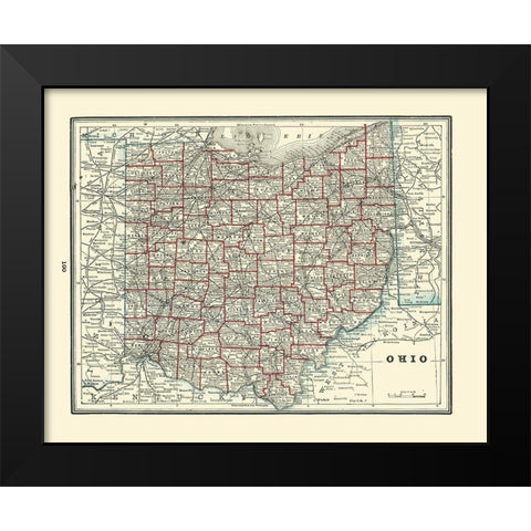 Ohio - Rathbun 1893 Black Modern Wood Framed Art Print by Rathbun