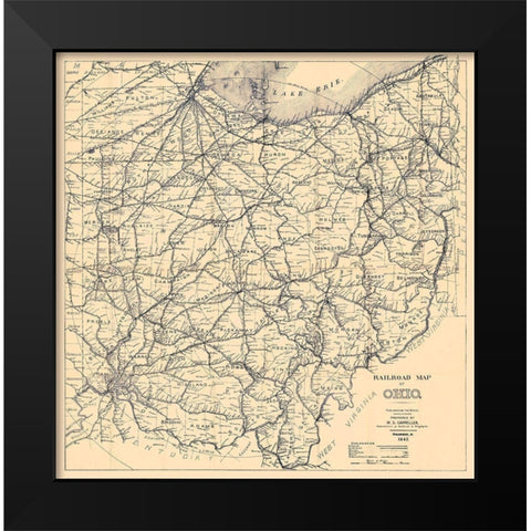 Ohio - Cappeller 1887 Black Modern Wood Framed Art Print by Cappeller