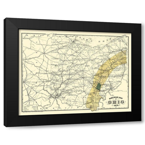 Ohio Railroads - Gray 1873 Black Modern Wood Framed Art Print with Double Matting by Gray