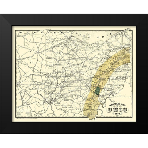 Ohio Railroads - Gray 1873 Black Modern Wood Framed Art Print by Gray