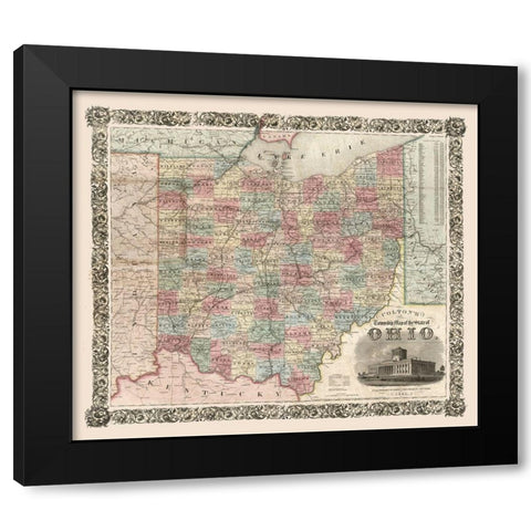 Ohio - Colton 1851 Black Modern Wood Framed Art Print by Colton