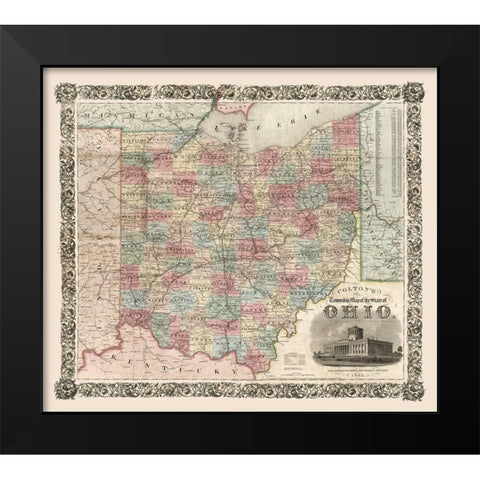 Ohio - Colton 1851 Black Modern Wood Framed Art Print by Colton
