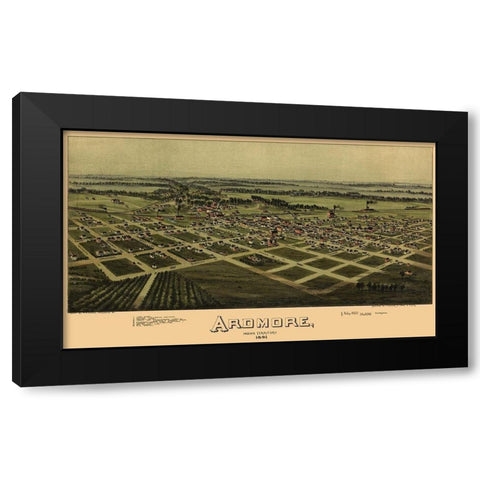 Ardmore Oklahoma - Fowler 1891 Black Modern Wood Framed Art Print by Fowler