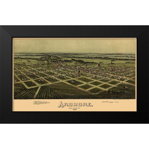 Ardmore Oklahoma - Fowler 1891 Black Modern Wood Framed Art Print by Fowler