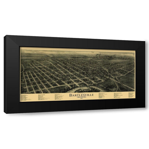 Bartlesville Oklahoma - Fowler 1917 Black Modern Wood Framed Art Print by Fowler